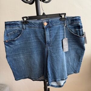 Wit & Wisdom Absolution Luxe Touch High Rise Bermuda Denim Shorts Blue Plus 18W